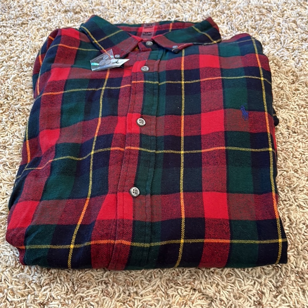 Polo Ralph Lauren- Plaid Button Front Flannel Men’s Long Sleeve Shirt- Size XXL